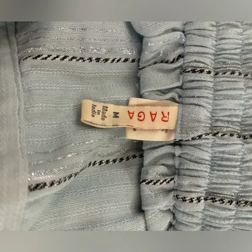 Raga Anthropologie Baby Blue and Metallic Silver Skyla Tassel Wrap Look Skirt M