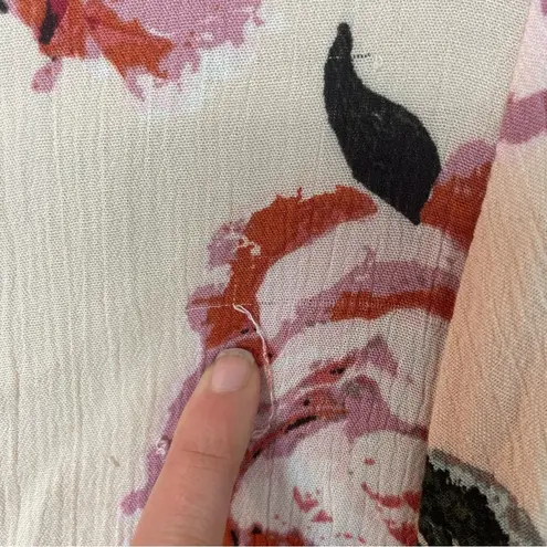 Audrey Pink Large Floral Long Sleeve Blouse with Front & Back Cutout Size L