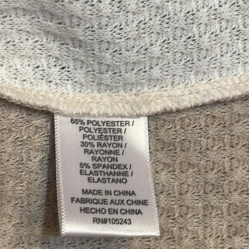 Bobeau cardigan women’s long sleeve nwt color block tan cream waffle knit Sz S