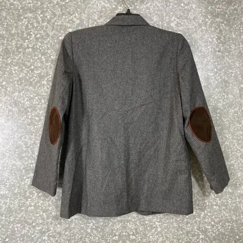 Sag Harbor Petite Women's Gray Academia Blazer Elbow Patches - Size 8P - Wool