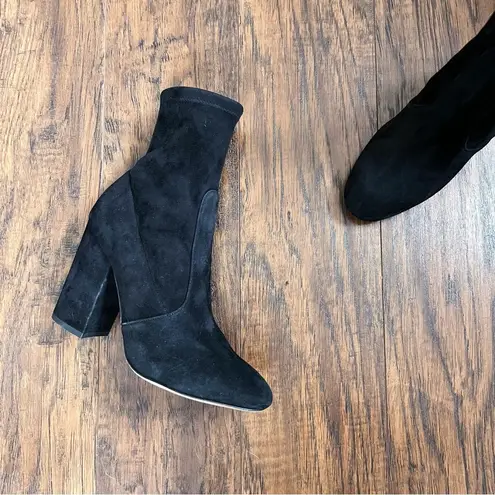 Valentino Garavani Valentino • Stretch-Suede Sock Boots ankle booties block heeled zip leather