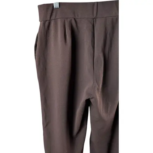 Dennis Basso Luxe Crepe Slim Straight Pull On Pants Chocolate Small Petite