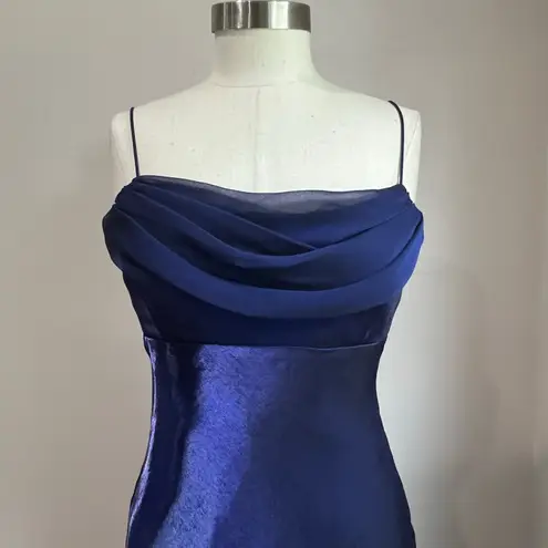 Vintage 90s Royal Blue Shimmer Iridescent Prom Formal Prom Dress Sz 6