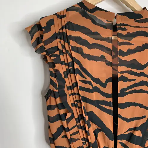 ALL SAINTS Hali Zephyr Zebra Print Mini Ruched Dress Womens 4