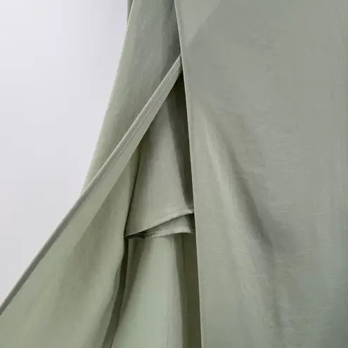 R.G. Kane Hestia Skirt Size Small Sage Green Mini/Midi High Slit Satin NEW NWOT
