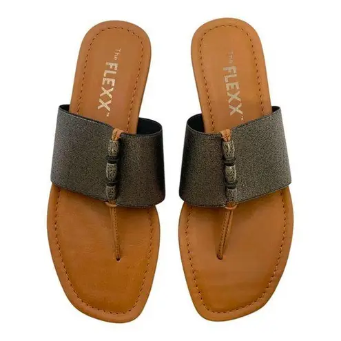 The FLEXX Rain Maker Thong Sandal Silver Elastic/Vaccheta US Women's 7.5M Size 7.5