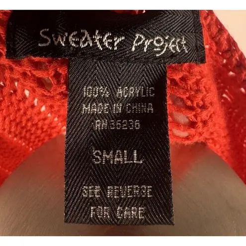 Sweater Project Ribbed Short Sleeve Knit Top Orange Scoop Neck Pulloever Small