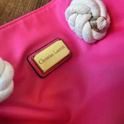 Christian LaCroix large Floral Yellow and Pink rope handle Tote Bag