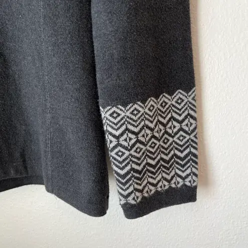 Aspen Fair Isle Hooded Pullover Sweater Apres Ski Cozy Hoodie Gray Size XS