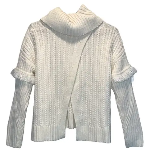 Artisan NY Cream Mixed Knit Split Back Sweater size Small