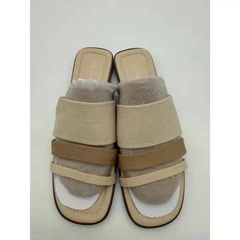 Vivaia Doris Square Toe Slide Sandal Old Money Knit Comfort Soft Tan 8