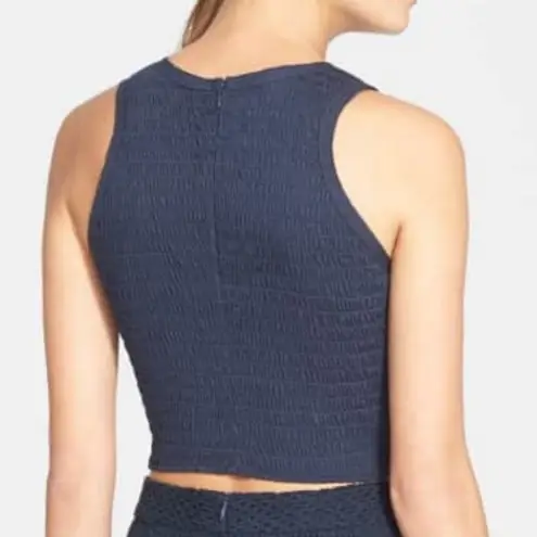 Rebecca Taylor Masie Navy Blue Crop Top Eyelet