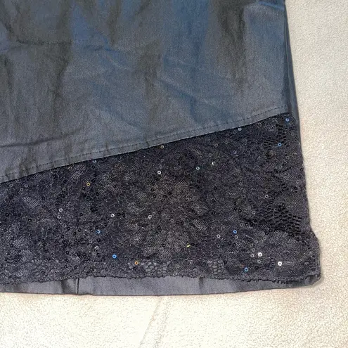Sh Shirley Black midi faux leather skirt with sequin belt gothic Y2K Size L - Image 3