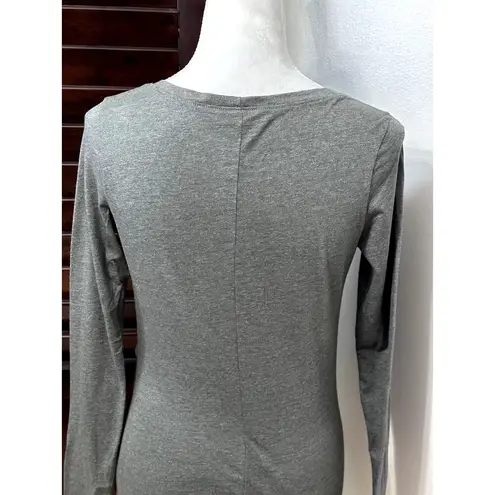 Fabletics  Womens Pullover Top Shirt Gray Heathered Long Sleeve Twisted Front XS