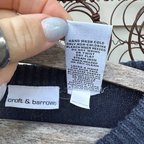 VTG 90s Croft & Barrow Blue Christmas Snowmen Farm Rustic Cabincore Cardigan LG