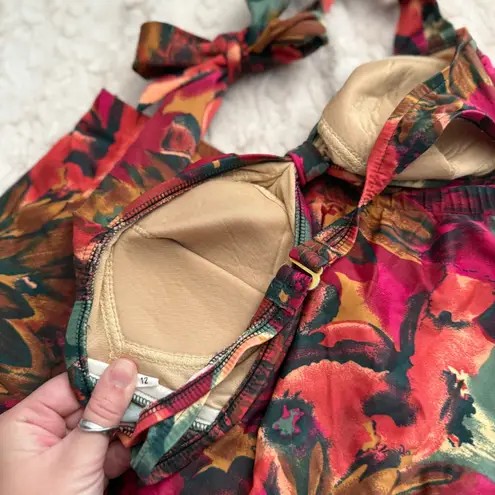 Jantzen Vintage 70s Swimsuit Floral Bikini Top High Waist Bottoms Retro 12 S/M