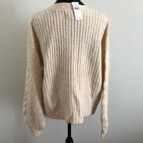 American Eagle  Women's Cable Knit Cardigan Sweater Beige Medium Cozy & Warm NWT