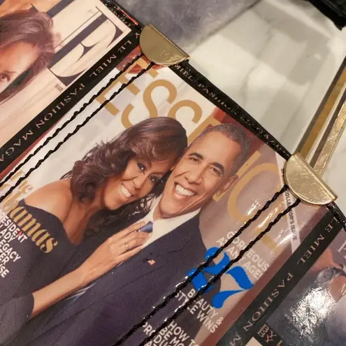 Michelle Obama Barack Obama Glossy Magazine Cover Satchel Purse Bag President Black