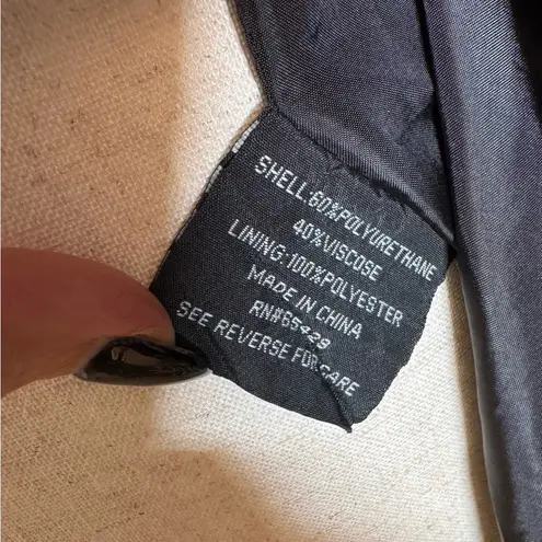 Vegan Leather Moto Jacket Quilted Statement Gold tone hardware Black Size M