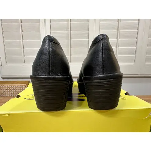 Fly London Yaz Idra Wedges Black Mousse Size 8/8.5 US 39 EU NIB Leather