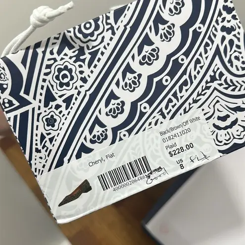 J. McLaughlin Womens Cheryl Flat 8 Tweed Plaid Brown White Point Toe Block NEW