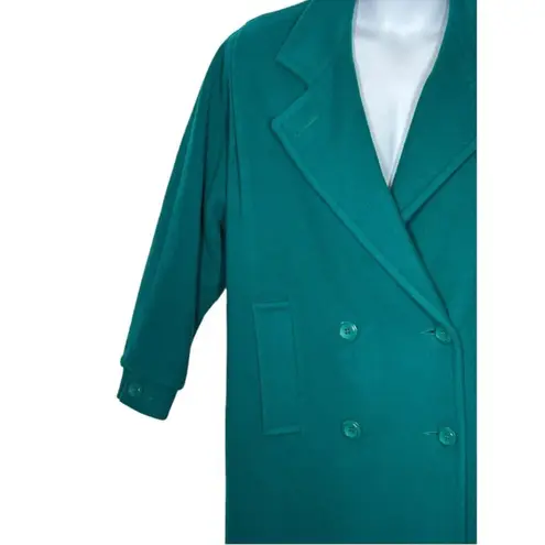 Vintage Mackintosh Wool Coat Size 6 | Teal Green Double Breasted Trench Overcoat Blue