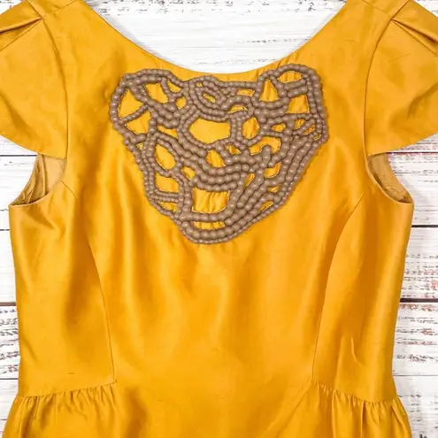 Tibi Silk Brocade Embellished Yellow Sheath Dress, EUC, Size 6, MSRP $495
