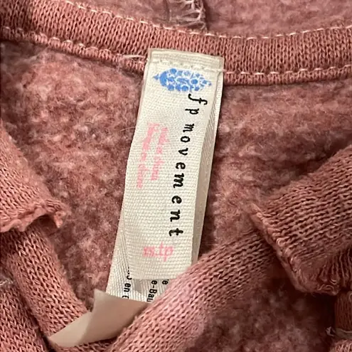 Free People  FP Movement Tie Dye Believer Lace Up Sweatshirt Mauve & White XS