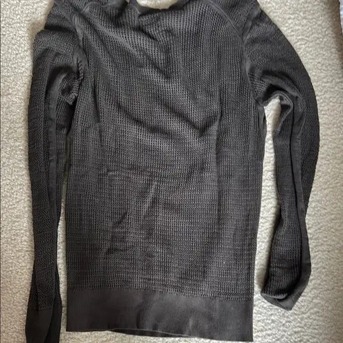 All Saints Black Crew Neck Sweater with Ribbed Cuffs