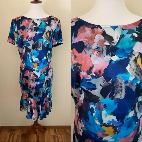 St. John Watercolor Floral Silk Dress