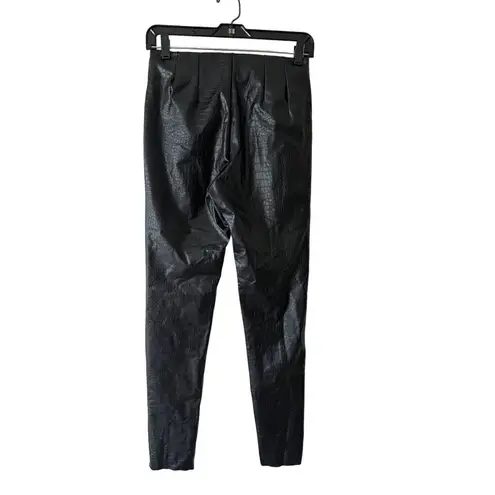 Top Shop Faux Crocodile Embossed Black Straight Leather Leg Pants