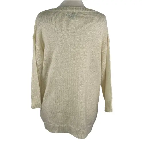 Covington Sz XL Gold Metallic 3/4 Sleeve Crew Neck Sweater Cream Textured Front - Image 5