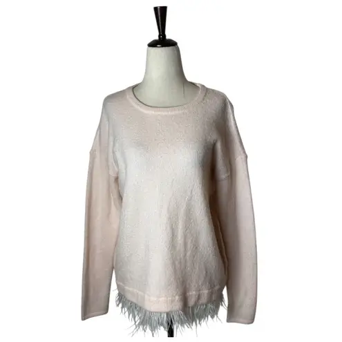 Moth Anthropologie Sweater Women Small Pink Knit Feather Hem Westwood Preppy