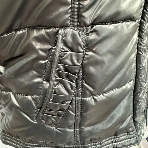 New York & Co. Shiny Black Hooded Quilted Puffer Vest Women’s Size Medium