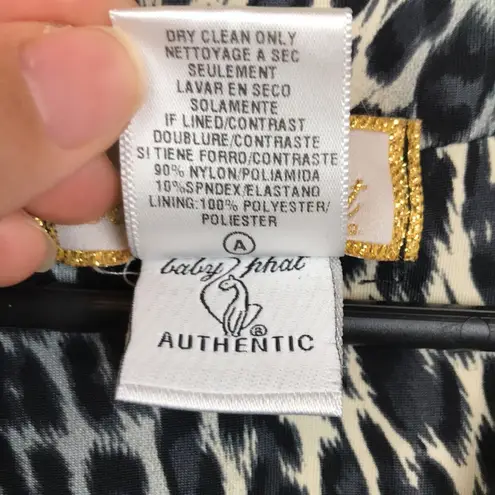 Baby Phat VTG Y2K Women’s Cheetah Print Jewel Ring Embellished Silky Blouse