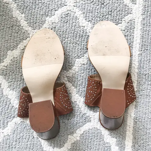 Francesca’s studded cognac block heel mule sandal Brown Size 7.5