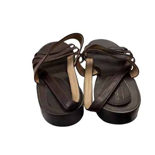 Laura Scott Vintage Y2K Strappy Slingback Sandals Low Heel Brown 9M