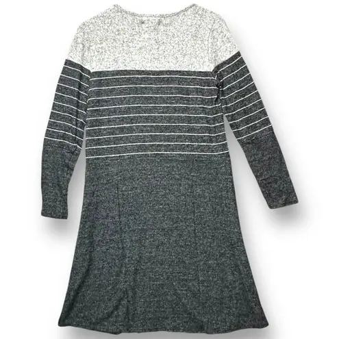 Ella Mae Gray Striped Knit Dress Medium Petite Minimalist Quiet Luxury Cozy Gray Size undefined