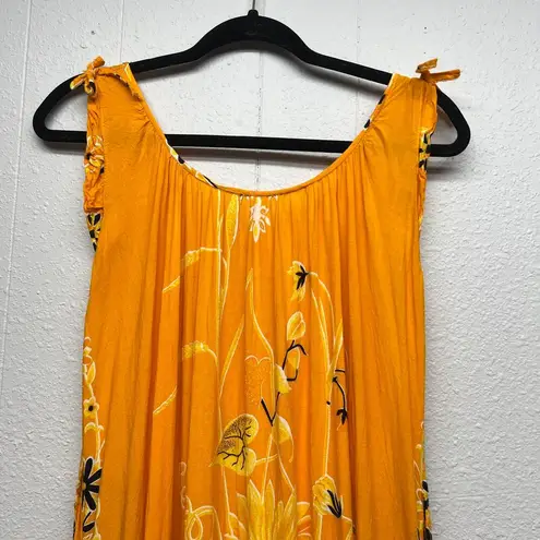 Womens Floral Gardencore Cottagecore Festival Vacation Cruise Beach Sun Dress M Yellow Size M