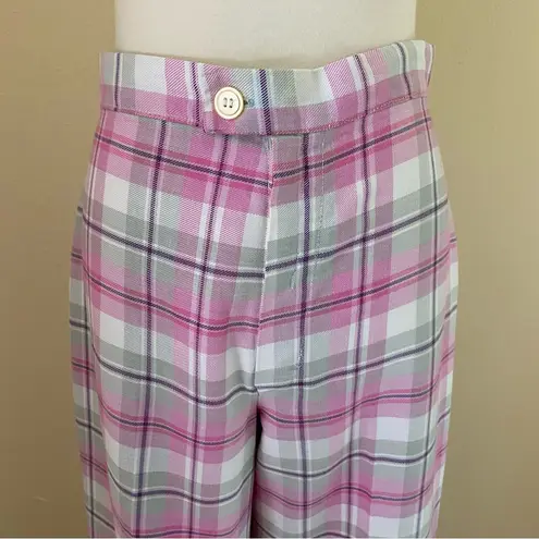 Vintage 70s High Rise Pink Plaid Bell Bottoms Size M