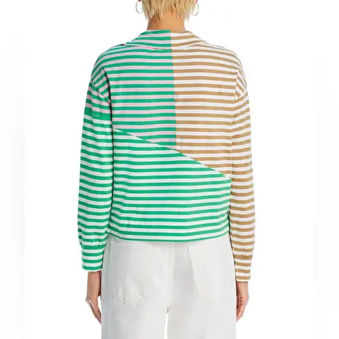 Kule The Beck Zip Neck Top Sweatshirt in Green Multi, Size S New w/Tag $168