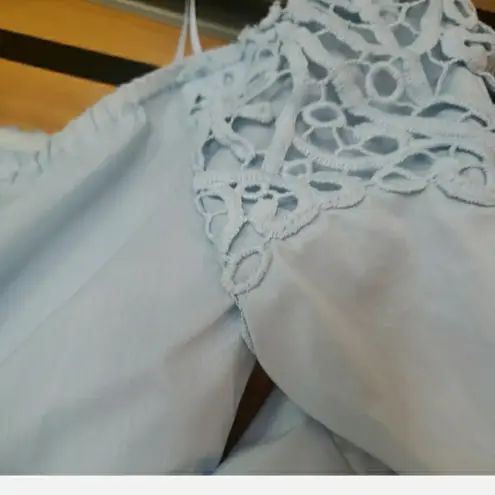 Lulumari COPY - Anthro. brand- blue lace embroidered off shoulder flutter top ✨🎀…