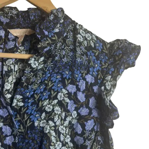 Rebecca Taylor Ava Blue Floral Print Wide Leg Silk Jumpsuit Size 0