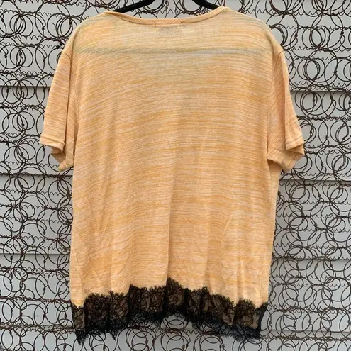 Jon & anna orange gold T-shirt black eyelash lace 3X