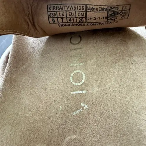 Vionic Kirra Brown Leather Thong Backstrap Sandals With Arch Support Size 9