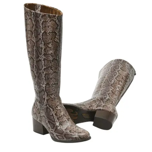 Born Brown Python Snakeskin Audriana Tall Heeled Boot Suede Fall Mobwife Sz 7.5M