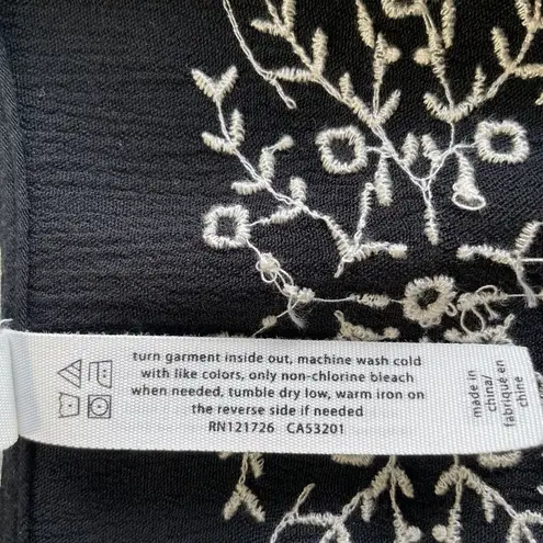 Bethany Mota Romper Shorts Womens Size XS Gauze Black Embroidered Faux Wrap Boho