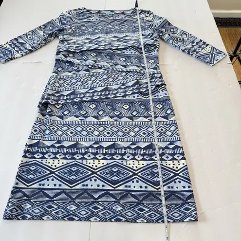 J. McLaughlin Blue White Geometric Catalina Cloth Nicola Dress MEDIUM