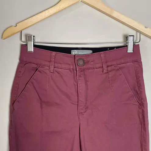 Wit And Wisdom Women's Maroon Mid Rise Khaki Chino Pants Flat Front Size 2 Red