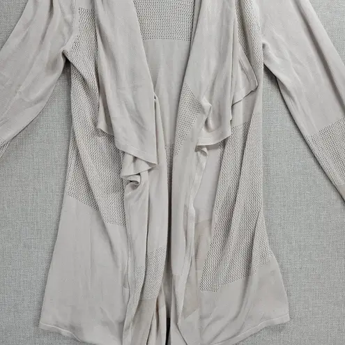 T Tahari Womens Long Cardigan Size S Beige Loose Open Knit Waterfall Long Sleeve